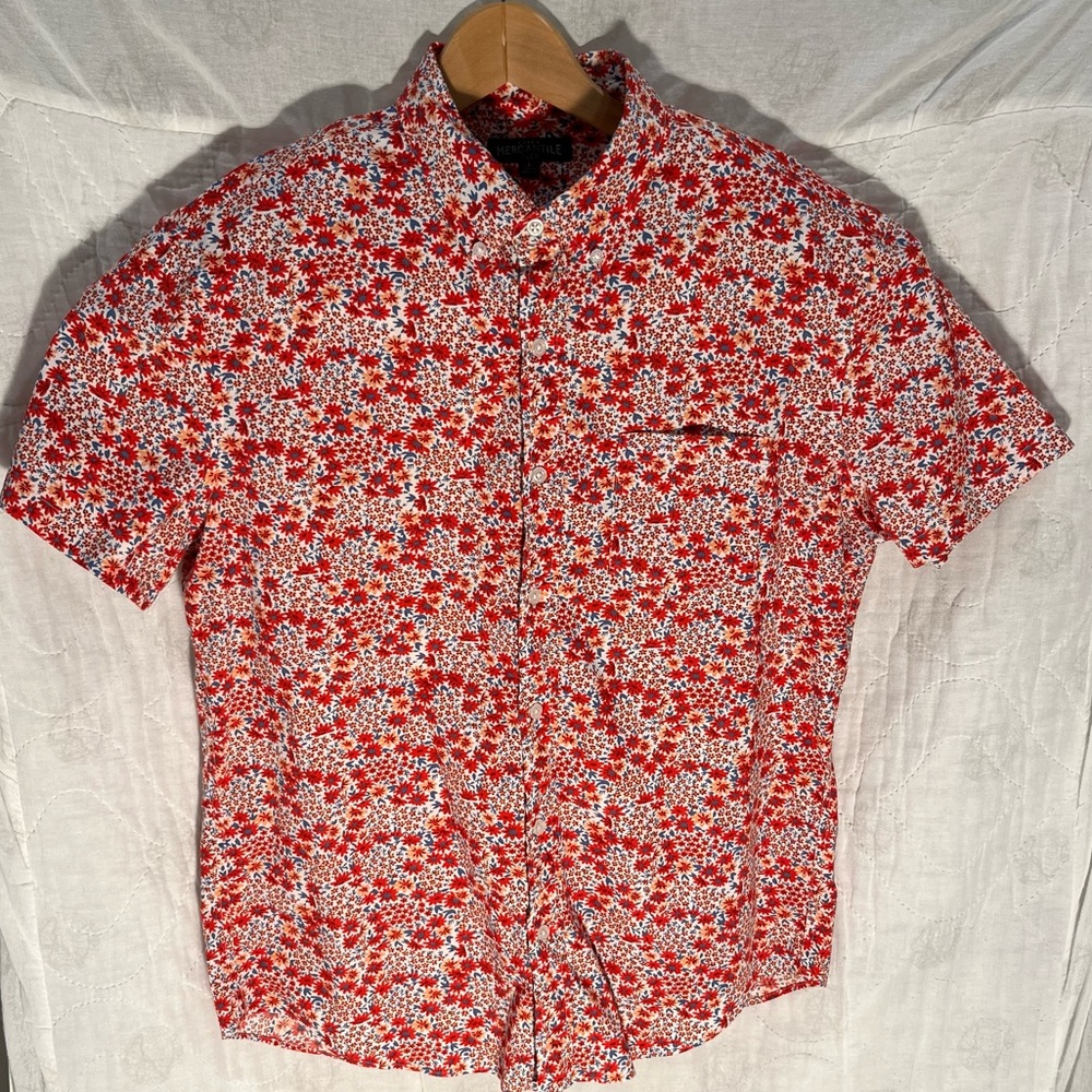 J. Crew Mercantile Flex FUN! Red Camp Shirt L